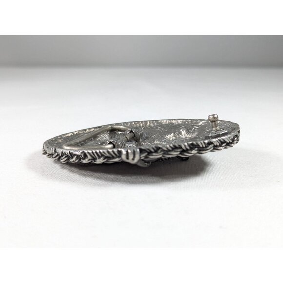 1996 EJC Large Oval WOLF Pair belt buckle, South Western style 3-D Pewter - Picture 7 of 10